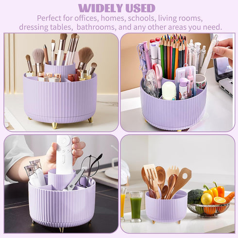 CenYouful Makeup Brush Holder Organizer,5 Slot 360° Rotating Make up Brushes Cup, Makeup Organizer Countertop for Cosmetics, Nail Polish, Art Supp...