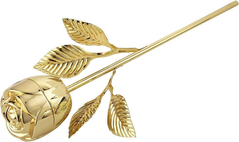 Rose Ring Holder with Long Stem, Gold...