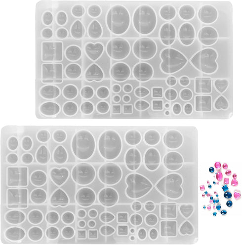 2 Pcs Gem Jewelry Casting Mold,Resin Jewelry Casting Molds for Making Earrings Jewelry Making Crafting Projects (Large)...