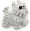 White Enamel Yorkie Puppy Dog Brooch In Rhodium Plating - 4cm Length...