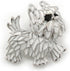 White Enamel Yorkie Puppy Dog Brooch In Rhodium Plating - 4cm Length...