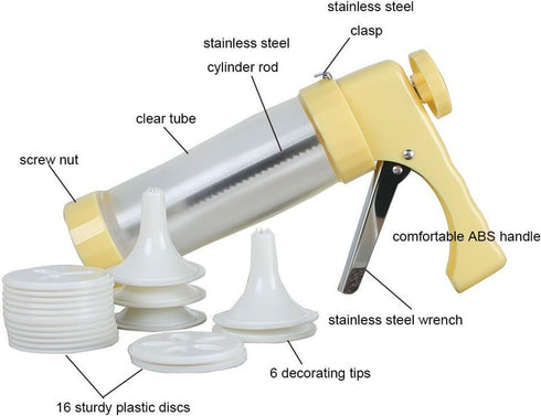Biscuit Making and Icing Set Cookie Biscuit Press and Cake Icing Decorating Set with Icing Gun Cookie Press Cutter Kit with Discs and Nozzles For ...
