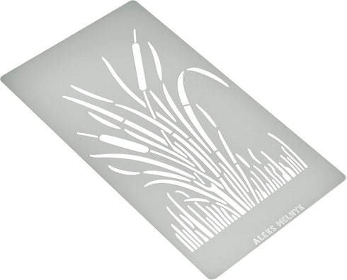 Aleks Melnyk No.279 Metal Stencil, Patterns, Bush Reeds, Small Stencil, 1 PC, Template for Wood Burning, Engraving, Crafting, Scrapbook, Art, Orna...