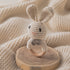 Youuys Wooden Baby Rattle Toys, Easter Bunny Rattle for Baby Crochet Bunny Rattle Toy Natural Wood, Shaker Rattle for Hand Grips, Boy Girl First R...