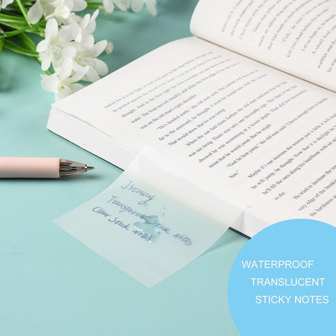 Transparent Sticky Notes Pad 3x5 Inch, Clear Sticky Notes for Books Message Reminder, Waterproof self-Adhesive Translucent Sticky Notes, 10 Packs ...