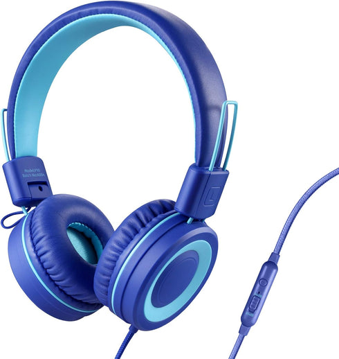 POWMEE P10 Kids Stereo Headphones with Microphone for Children Boys Girls,Adjustable 85dB/94dB Volume Control Foldable On-Ear Headphone for School...