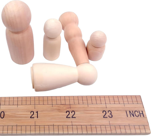 Pack of 5 Unfinished Peg Dolls, Unpainted Puppet Bodies, Wooden Peg People Marionette Bodies...