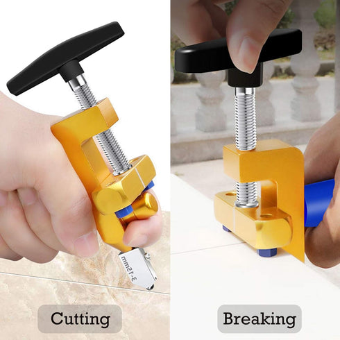 Manual Tile Cutter, 2 in 1 Glass Tile Cutter Hand Tool with Glass Breaking Pliers, Mirror Cutting Kit with 3 Tungsten Steel Blade for Home DIY Cut...