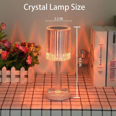 Crystal Table Lamp,RGB Changing Touch Table Lamp with Remote Control,USB Rechargeable Crystal Bedside Lamp,LED Cordless Desk Lamp for Bedroom/Livi...