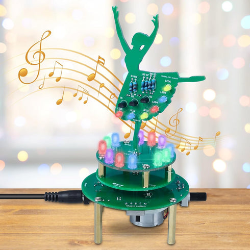 MIOYOOW Rotating Ballerina Soldering Practice Kit, RGB LED Ballet Girl Music Box DIY Soldering Project Kit with 3 Music, Learning Electronics Kit ...
