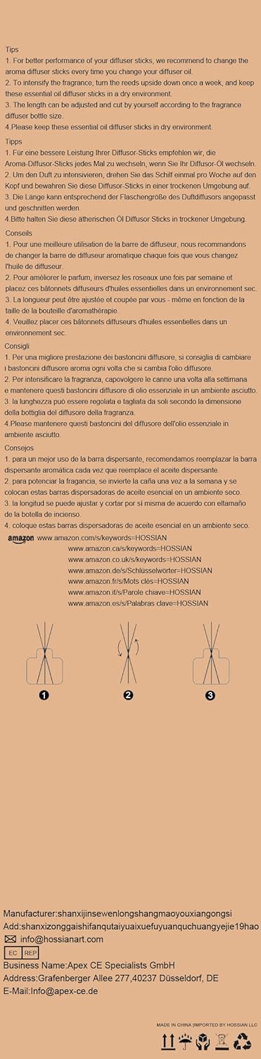 HOSSIAN 50pcs Reed Diffuser Sticks- Black Fibre Reed Diffuser Sticks-Thick Diffuser Reeds Sticks - Diffuser Sticks for Diffuser Oils Fragrance Ref...