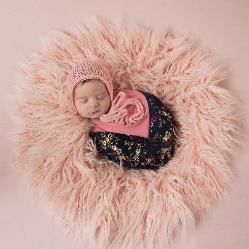 Newborn Photo Props Faux Fur Round 23.6 inch Soft Baby Boy Girl Photo Blanket Studio Photo Mat light pink...