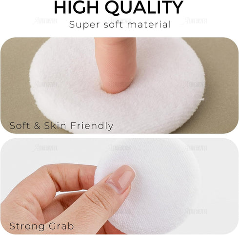 AUEAR, 10 Pack Powder Puffs Washable Pure Cotton Round Makeup Pads 2.36 Inch Cosmetic Face Powder Puff with Ribbon for Loose Foundation (White)...