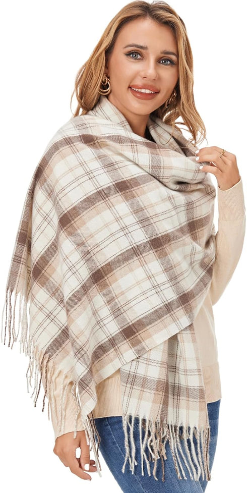 Fuinloth Women's Large Plaid Scarf Fashion Long Shawl Wrap for Winter Warm Lightweight...