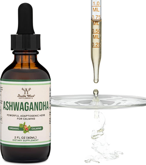 Ashwagandha Organic Drops for Stress Relief (1,200mg, 60 Servings) Ashwagandha Tincture for Adrenal Support and Cortisol Manager (Vegan Safe, Glut...
