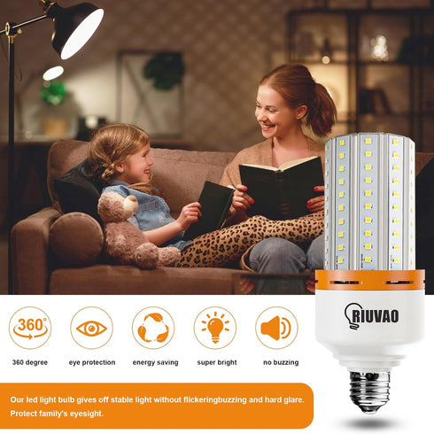 2 Pack 50W LED Corn Light Bulb 6250 Lumin 400W Replacement E26 Cool Daylight White Led Light Bulb for Indoor Outdoor Building Appliction, 2 Count ...