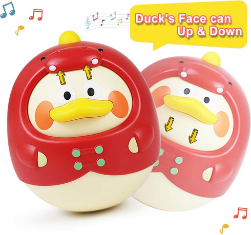 Tinabless Tummy Time Toys, Dinosaur-Duck Roly Poly Baby Toy, Musical Wobbler Toy | Tumbler Wobbler Toy for Newborns 3-12 Month Baby Boys and Girls...