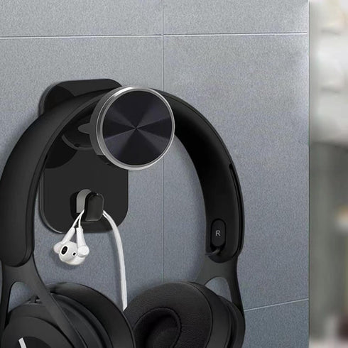 Headphone Stand - Adjustable Headset Wall Mount Holder Adhesive Gaming Headphone Hanger Hook Earphone Clamp for Most Headphone (Black-2Pack)...