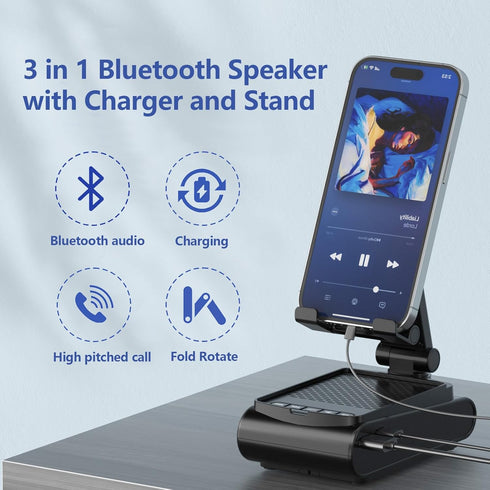 Gifts for Men Women, Cell Phone Stand with Wireless Bluetooth Speaker, high bass Portable Bluetooth Speaker, Adjustable Angle and Height, Birthday...