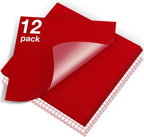 HTVRONT Red Permanent Vinyl - 12 Pack Vinyl for Cutting Machine - 10 Sheets 12" x 12"& 2 Transfer Tape Sheets for Party Decoration, Sticker, Craft...
