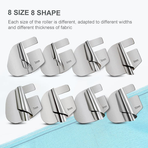 8Pcs Sewing Rolled Hemmer Foot, 3-10mm Rolled Hem Presser Foot Set for Sewing Machine Accessories, Curved Scroll Hemmer Upgrade Presser Feet Sewin...