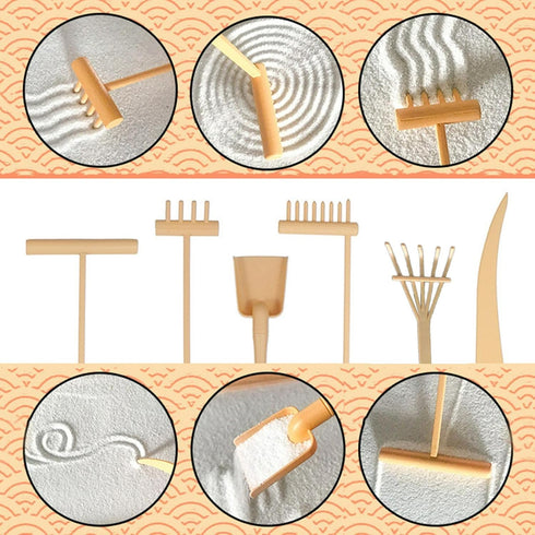 6pcs Mini Zen Garden Rake Tool,DIY Sand Zen Garden Tools for Office,Tasteful and Elegant Zen Garden Tools,Meditation Rock Sand Garden Accessories(...