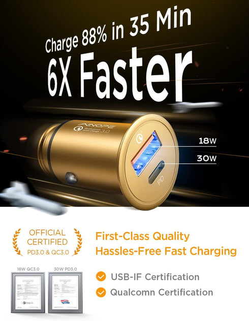 AINOPE USB C Car Charger 48W Super Mini All Metal Fast USB Car Charger Adapter Dual Port PD&QC 3.0 Compatible with iPhone 13 12 11 Pro Max X XR 8 ...