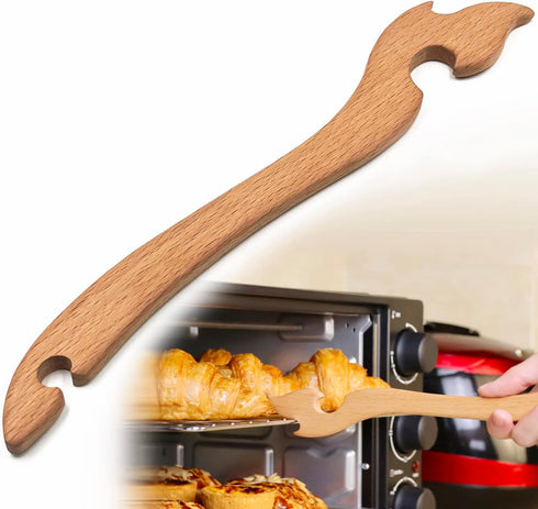 Oven Rack Puller, Wood Oven Rack Push Pull Tool, Prevent Scalding, Pull out Hot Racks Safely, Long Handle Toaster Oven Accessories,Suitable For Ki...
