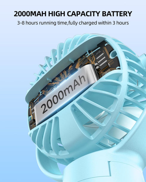 Baby Stroller Fan, Mini Portable Fan Battery Operated, LED Display with 3 Speeds, Small Clip on Fan Desk Fans USB Rechargeable, Personal Handheld ...