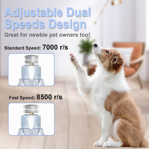 Dog Paw Trimmer Clipper - LED Nail Trimmer for Dogs, Quiet Dog Nail Grinder, Rechargeable Pet Clipper for Grooming, 3 in 1 White...