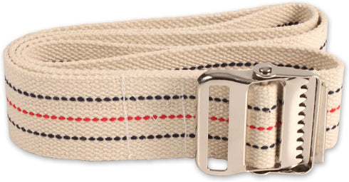 Dynarex Universal Secure Transfer Gait Belt - Soft Machine Washable Cotton Material - 60" x 2" - Metal Buckle - Natural Color...