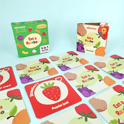 Shumee Food Card Game - Eat a Rainbow -Fun,Strategy, Memory Food Game |28 Colorful Cards Fruits & Veggies, A Manual | Kids Gifts|Age- 4 to 6|Trave...