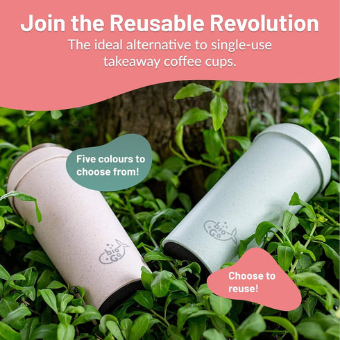 bioGo 16oz Pink Travel Coffee Cup - Reusable Mug with Lid - Microwave & Dishwasher Safe - Reusable Coffee Cup - Rice Husk Coffee Mug - Rice Husk T...