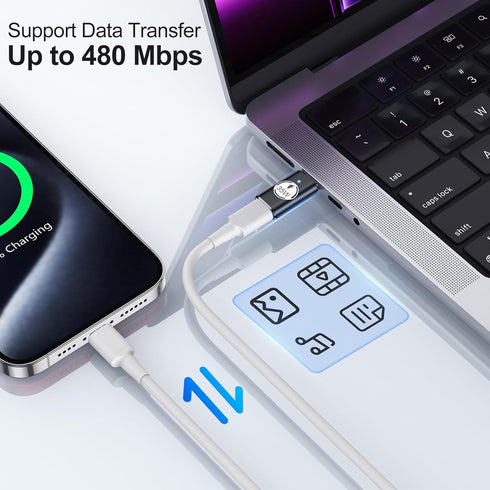 Lightning to USB C Adapter 2 Pack for iPhone 15 Charger,iPhone 15 14 13 12 Pro Max Plus,iPad 9 10 Air 5 Mini 6,Car,Samsung S24 S23 Ultra,Serial Ad...