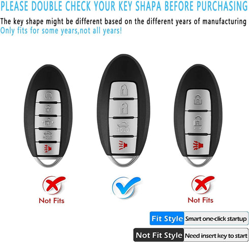 Tukellen Compatible with Nissan Key Fob Cover Handmade Genuine Leather Case for Altima Pathfinder Armada Murano Maxima Rogue Infinity Smart Remote...