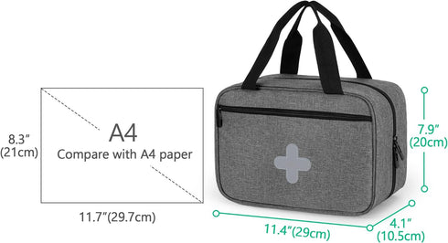 CURMIO Small First Aid Bag, Empty Emergency Trauma Kit Organizer bag for Hiking, Camping, Car, Travel, Home and Outdoor, Gray, BAG ONLY, Patent Pe...