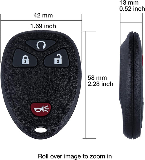 Replacement Keyless Entry Car Remote Key Fob fits for Chevy 2007-2014 Equinox Avalanche Silverado Escalade Suburban GMC Yukon OUC60270, OUC60221, ...