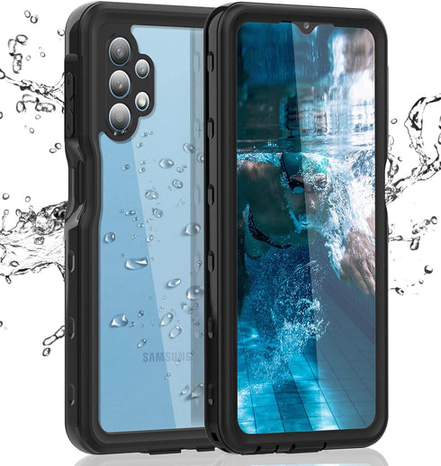 Ezanmull Samsung Galaxy A32 5G Waterproof Case, Rugged Full Body Underwater Protective Cover with Built-in Screen Protector (Clear/Black)...