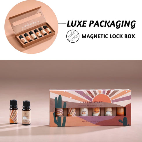 Folkulture Fragrance Oils for Diffuser, Set of 6 Essential Oils Set for Diffusers for Home, Diffuser Oil Scents - Lavender Palo Santo Rose Geraniu...