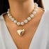 Y2k Love Heart Pendant Necklaces For Women Girls Chunky Imitation Pearl Beads Choker Necklaces Boho Fashion Jewelry Gift...