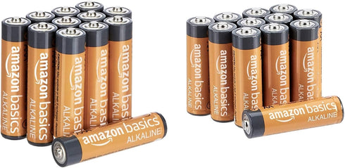 Amazon Basics 24 Count AA & AAA High-Performance Alkaline Batteries Value Pack - 12 Double AA Batteries and 12 Triple AAA Batteries...