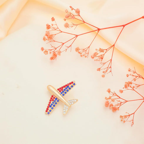Rhinestone Creative Brooch Airplane Shape Brooches Elegant American Flag Pin Brooch for Women Gift...