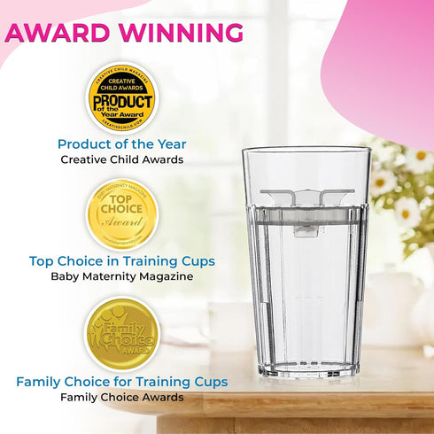 Reflo Smart Cup (Blue & Green 2-Pack) Open Training Cup, Toddler Cup, No Suction 6oz, 360 Control-Flow, USA MADE Premium High-Impact Plastic...