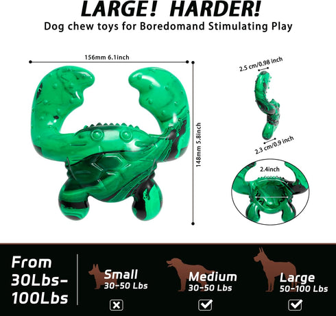 Dog Toys for Aggressive Chewers,Nylon Crab Durable Dog Toy for Medium Large Dogs, Bacon Flavor Interactive Dog Toys for Boredom,Green...