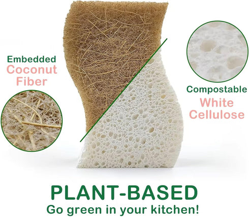Graham & Ash Co Biodegradable Plant Based Cleaning Dishes Home Cleaning Eco- Friendly Kitchen Sponge (9), White...
