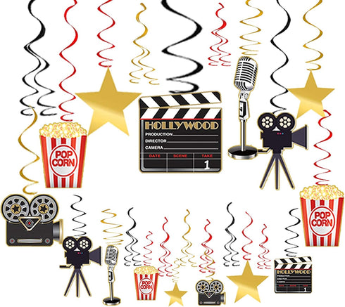 Movie Night Decorations Hanging Swirls Hollywood Movie Theme Party Decorations Supplies 30pcs...