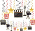 Movie Night Decorations Hanging Swirls Hollywood Movie Theme Party Decorations Supplies 30pcs...