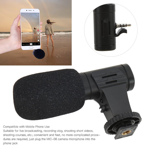 Camera Microphone, Universal 3.5mm Mobile Phone Camera Mini Microphone,Camcorder Camera Video Mic,for Live Conference Video Vlog...