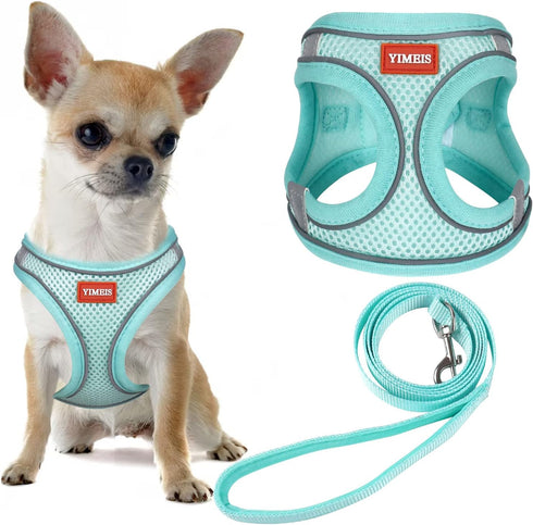 YIMEIS Dog Harness and Leash Set, No Pull Soft Mesh Pet Harness, Reflective Adjustable Puppy Vest for Small Medium Large Dogs, Cats (Tiffany Blue,...