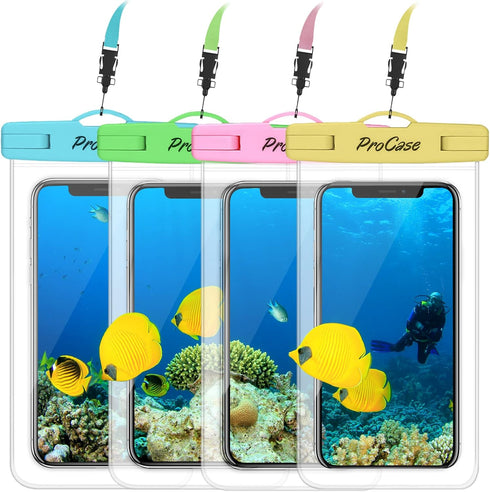 ProCase Waterproof Phone Pouch for iPhone 16 15 14 13 12 11 Pro Plus Max Mini Xs XR X 8 7 Galaxy S23 S22 S21 Ultra Note, Blue Green Pink Yellow | ...